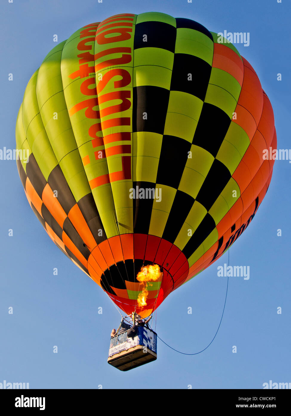 Hot air balloon airborne at Bristol international balloon fiesta Stock Photo