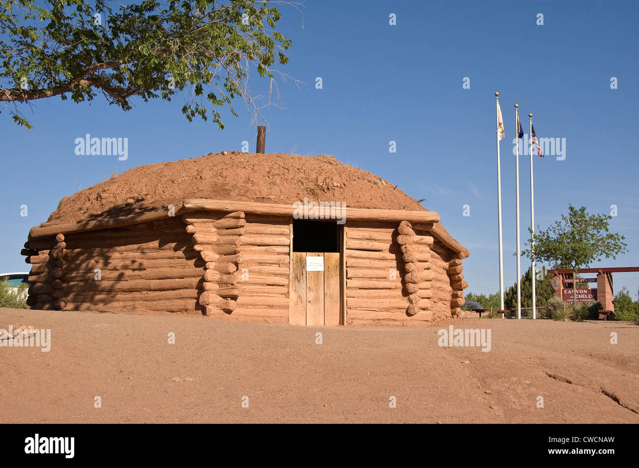 Elk288-1204 Arizona, Canyon de Chelly National Monument, Navajo Hogan (house) Stock Photo