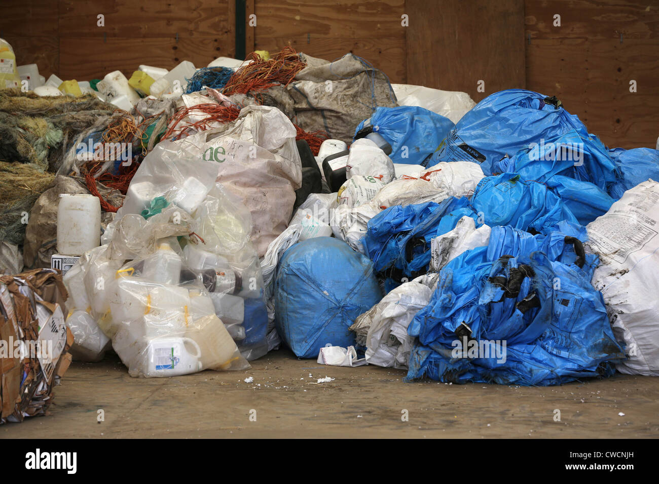 Plastic agricultural waste waiting to be recycled Stock Photo