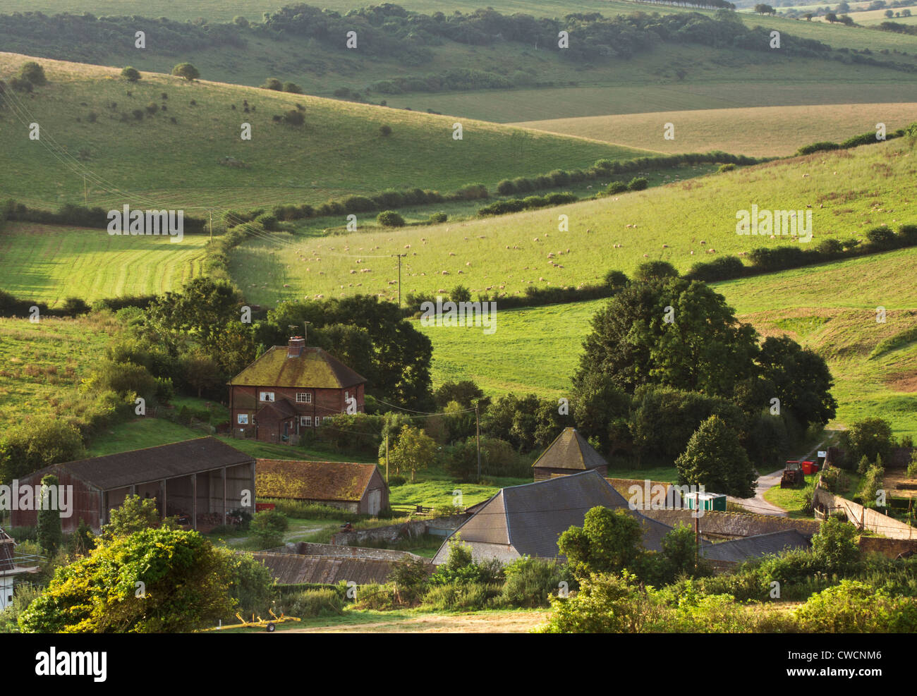 Saddlescombe farm in the south downs national park Stock Photo