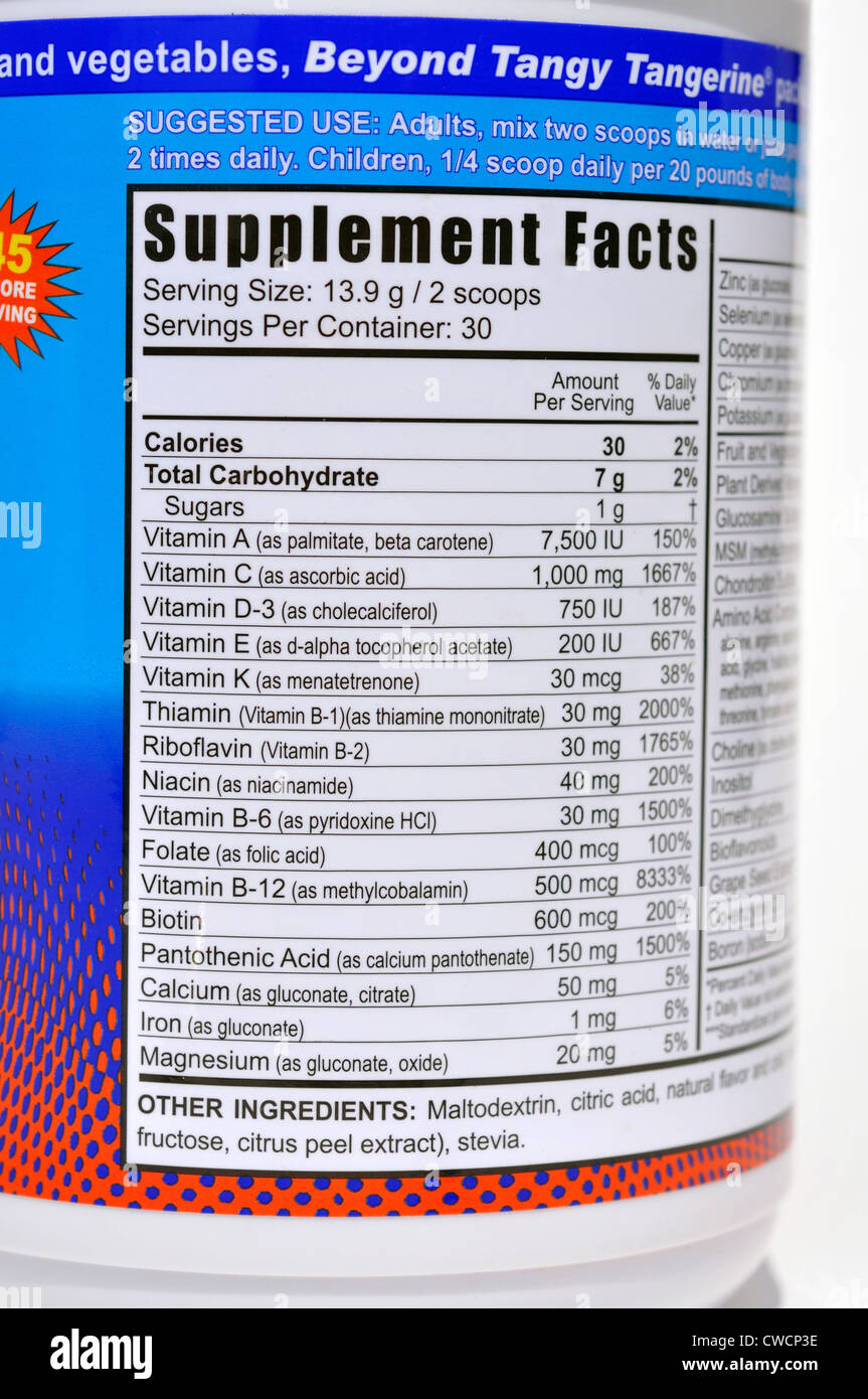 Biotin vitamin label hires stock photography and images Alamy