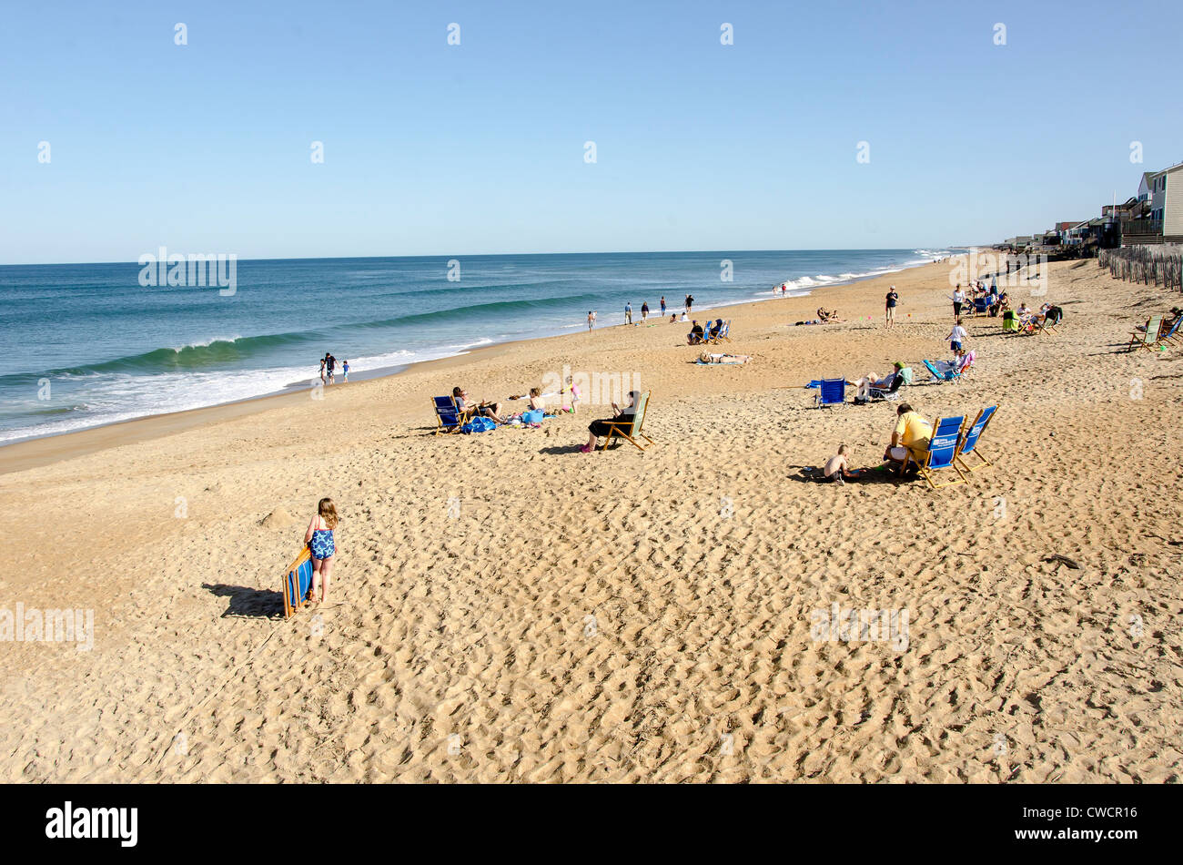 Families Relax and Sun at Kitty Hawk Beach on the Outer Banks of North