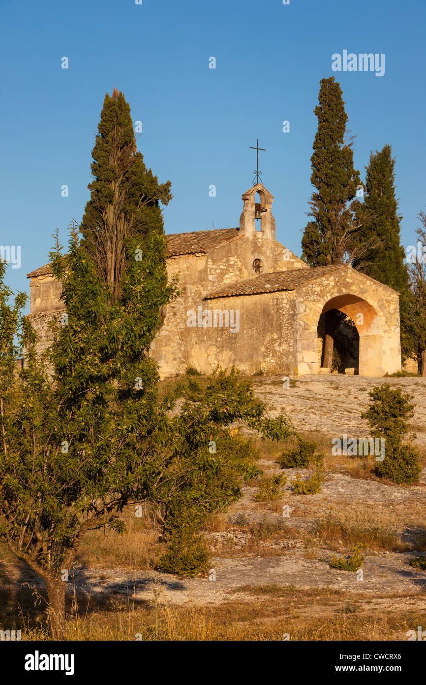 Evening sunlight on Chapelle SaintSixte, Eygalieres Provence France