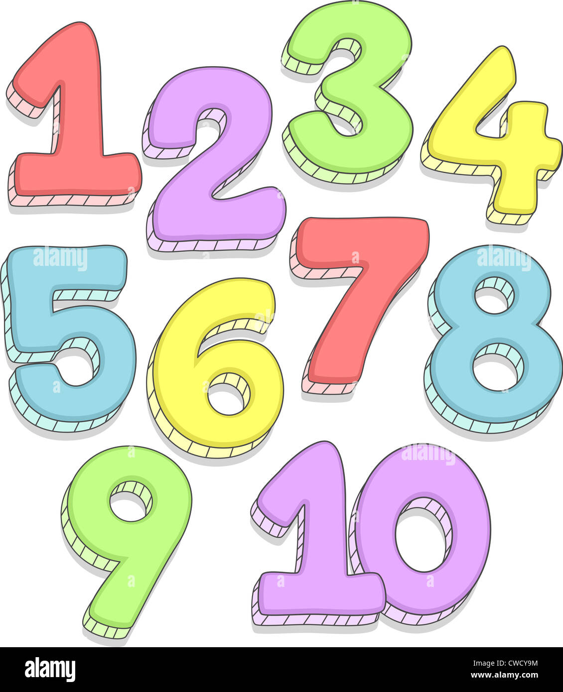 Doodle Illustration Featuring the Numbers 1-10 Stock Photo