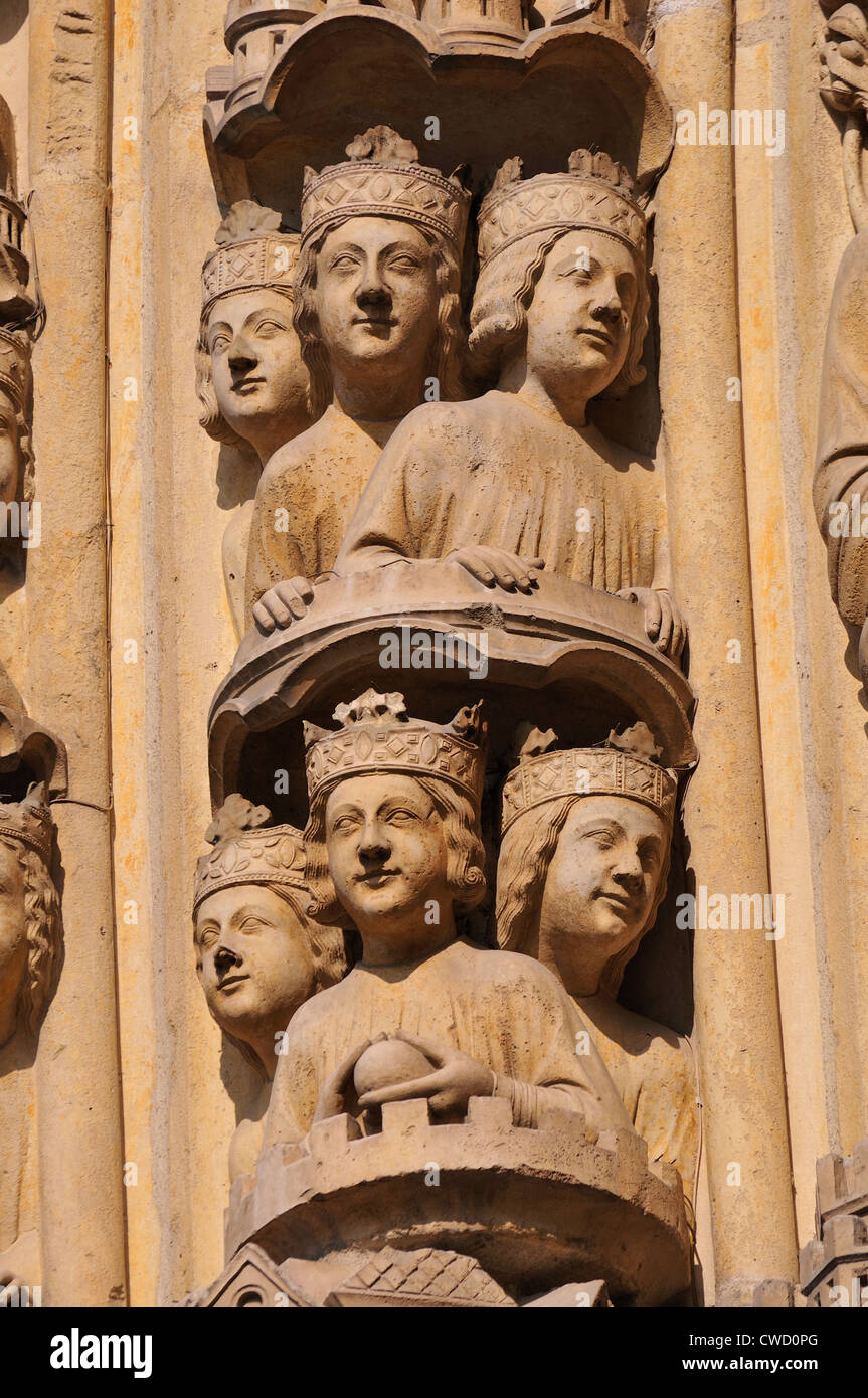 Paris, France. Notre Dame cathedral - facade detail. Stock Photo