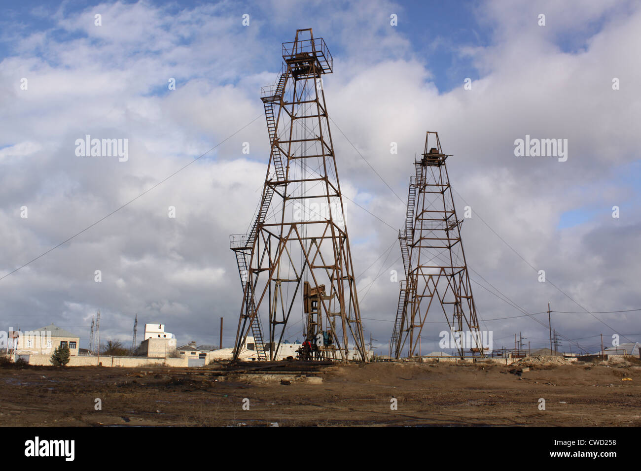 Azerbaijan. Baku oil rigs Stock Photo