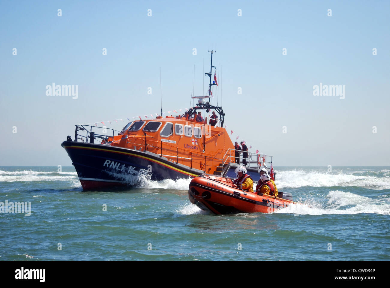 Eastbourne new all weather lifeboat and Inshore lifeboat off Eastbourne