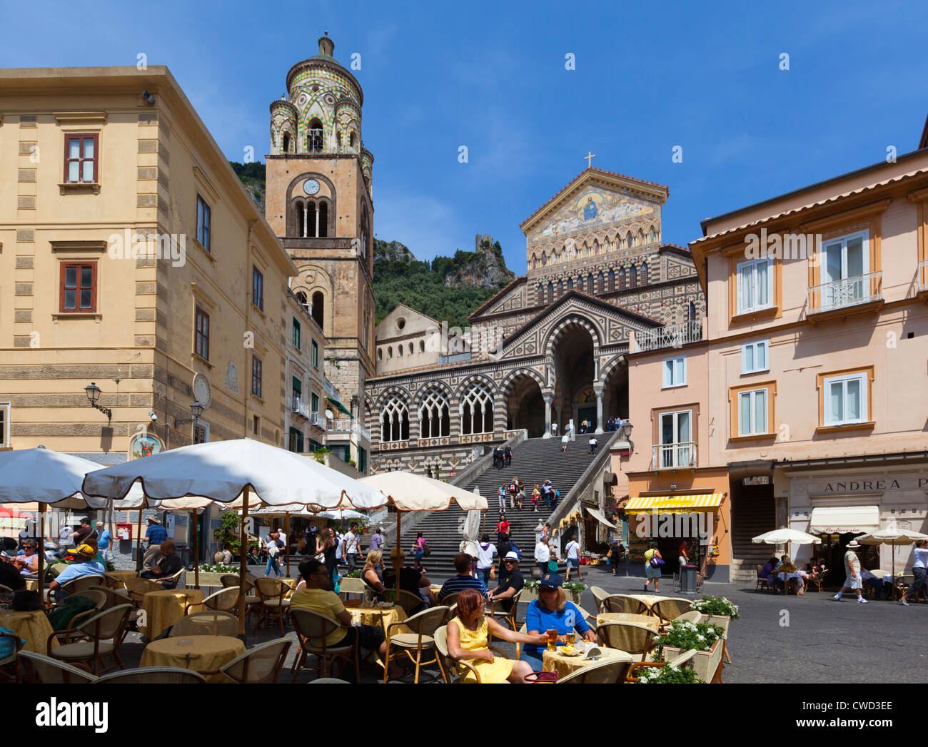 The Duomo and cafe in main square Stock Photo