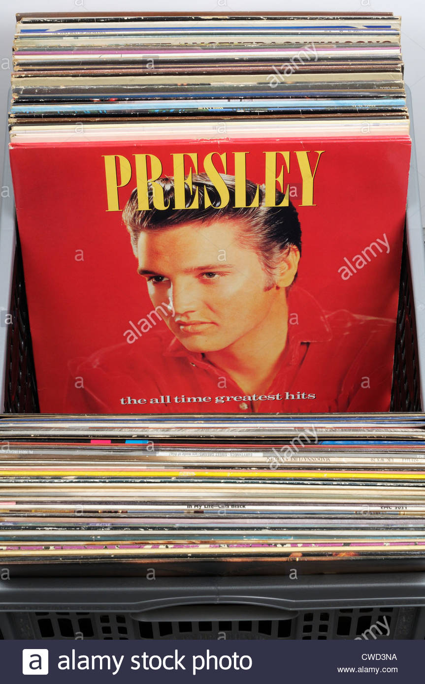 Box Of Secondhand Lp Records Elvis Presley Greatest Hits Album Stock Photo Alamy