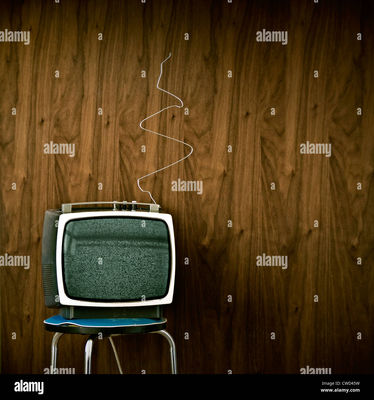 watching tv,retro,television,reception Stock Photo