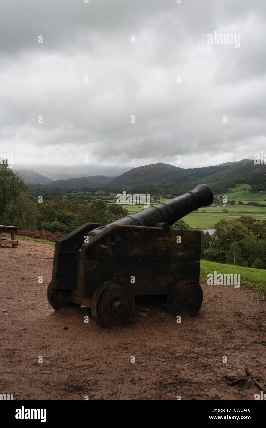 A canon in the grounds of Muncaster castle in theLake district Stock Photo