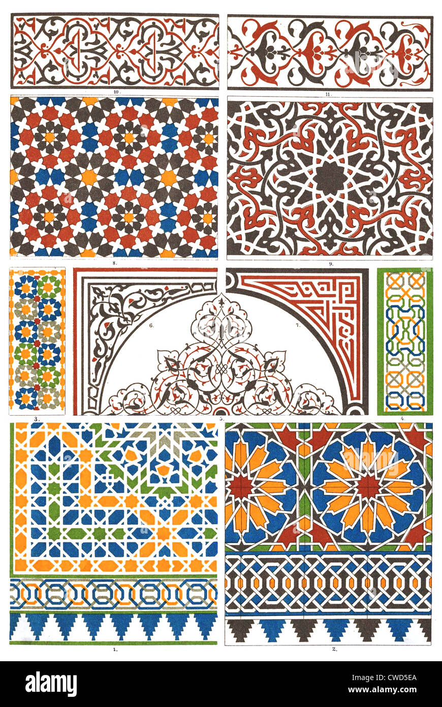 Arabic-Moorish Mauresque mosaics and glazed pottery Stock Photo