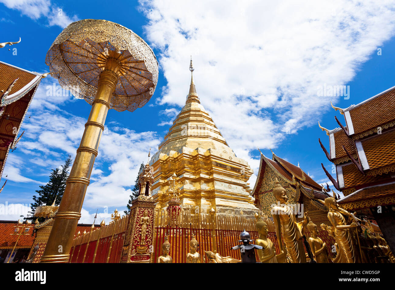 Wat Phrathat Doi Suthep temple in Chiang Mai, Thailand. Stock Photo