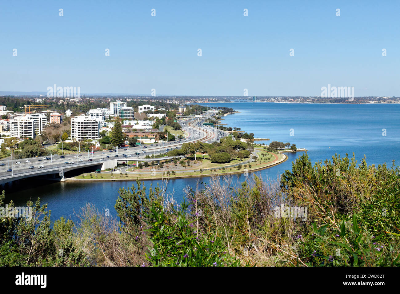 South Perth skyline from Kings Park, West Australia Stock Photo