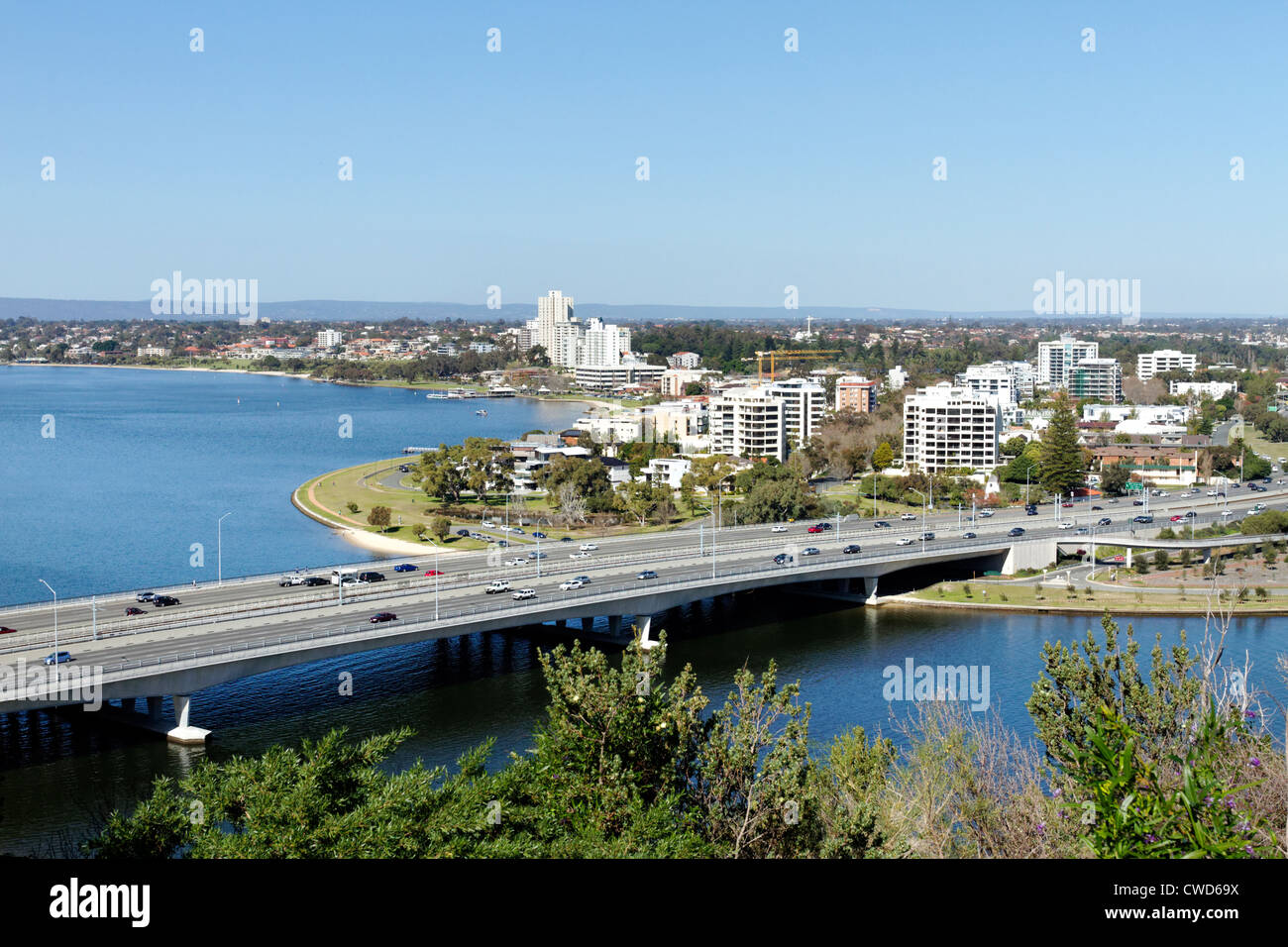 South Perth skyline from Kings Park, West Australia Stock Photo