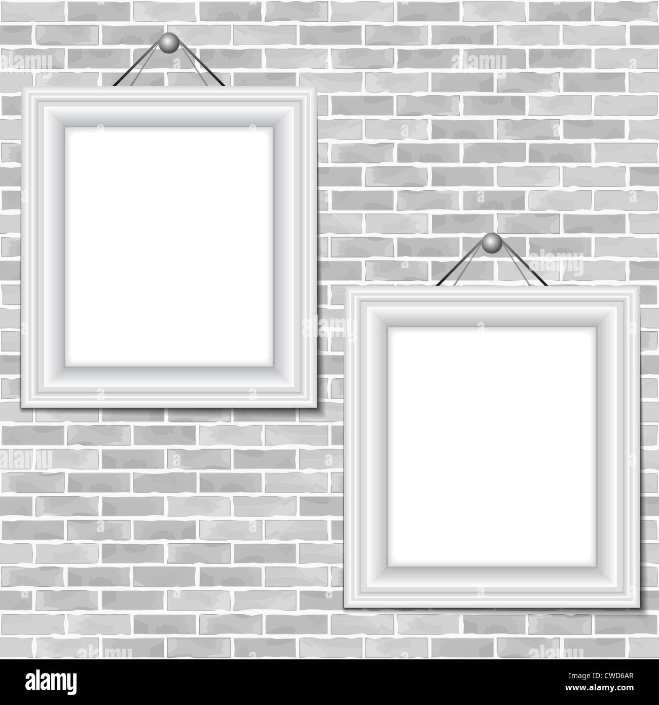 Frames on brick wall Stock Photo