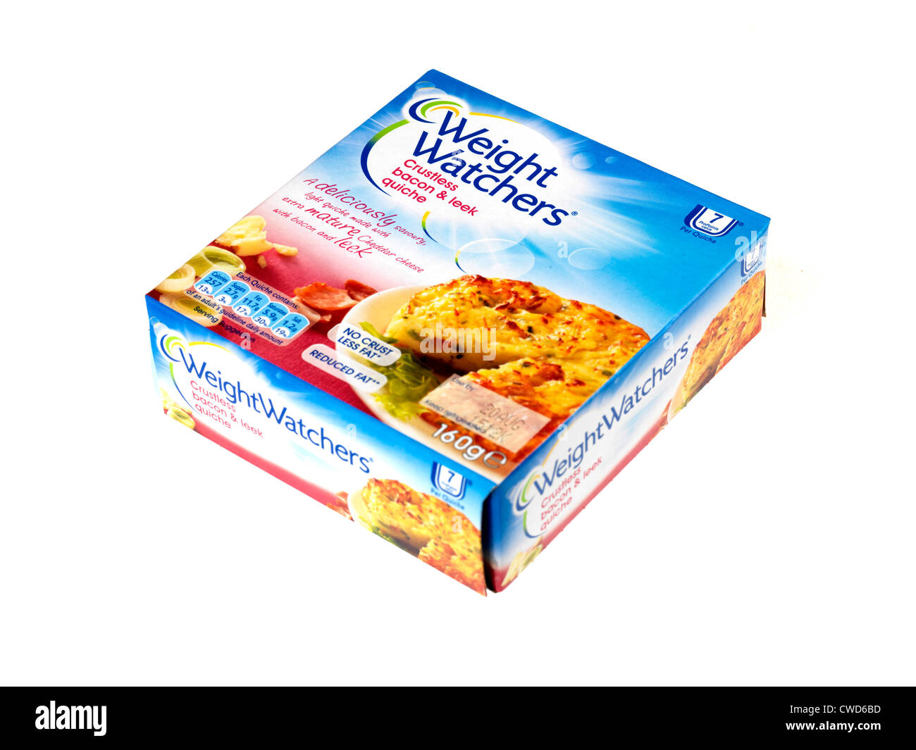 Box Of Branded Weight Watchers Quiche Tarts or Tartlets Dietary Food Isolated Against A White Background With No People And A Clipping Path Stock Photo