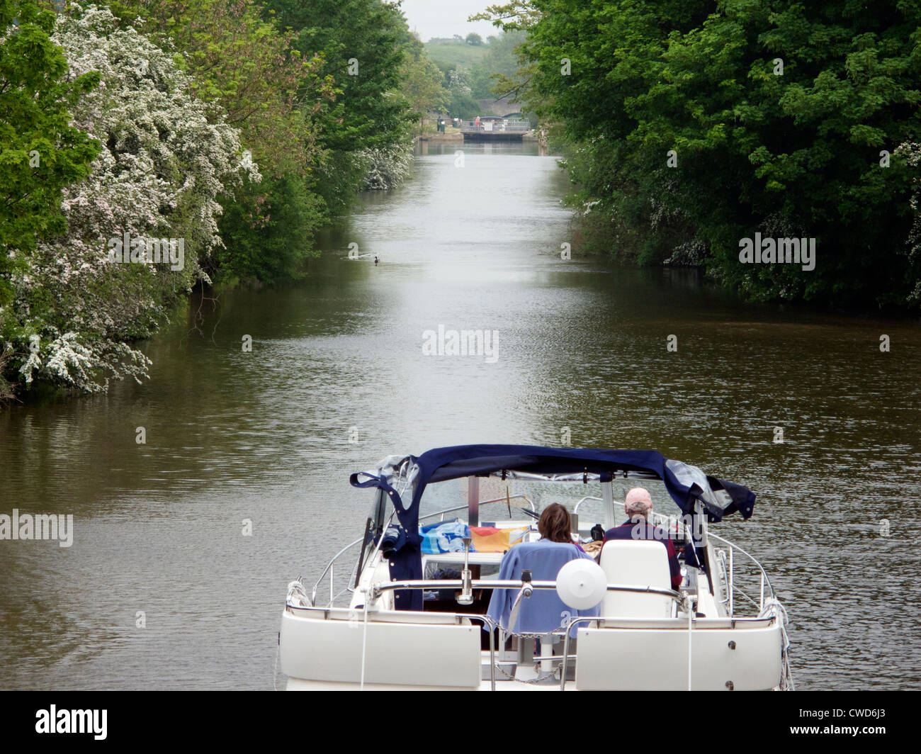 Large river boat on the River Thames near Culham Lock, Oxfordshire Stock Photo