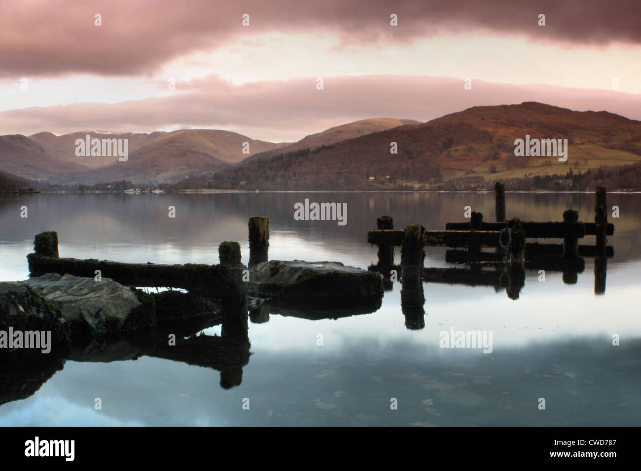 Boat Jetty on lake Windermere in Far Sawrey Stock Photo Alamy