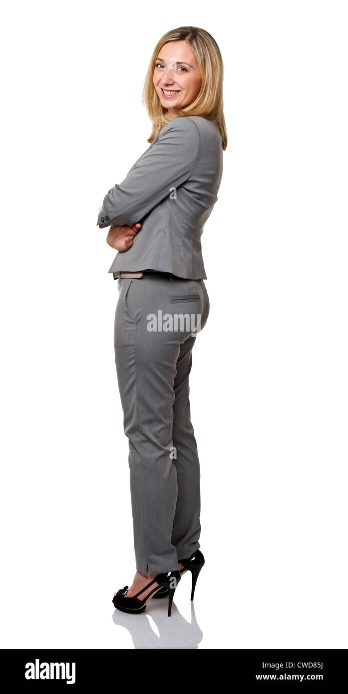 portrait of woman isolated on white background Stock Photo - Alamy