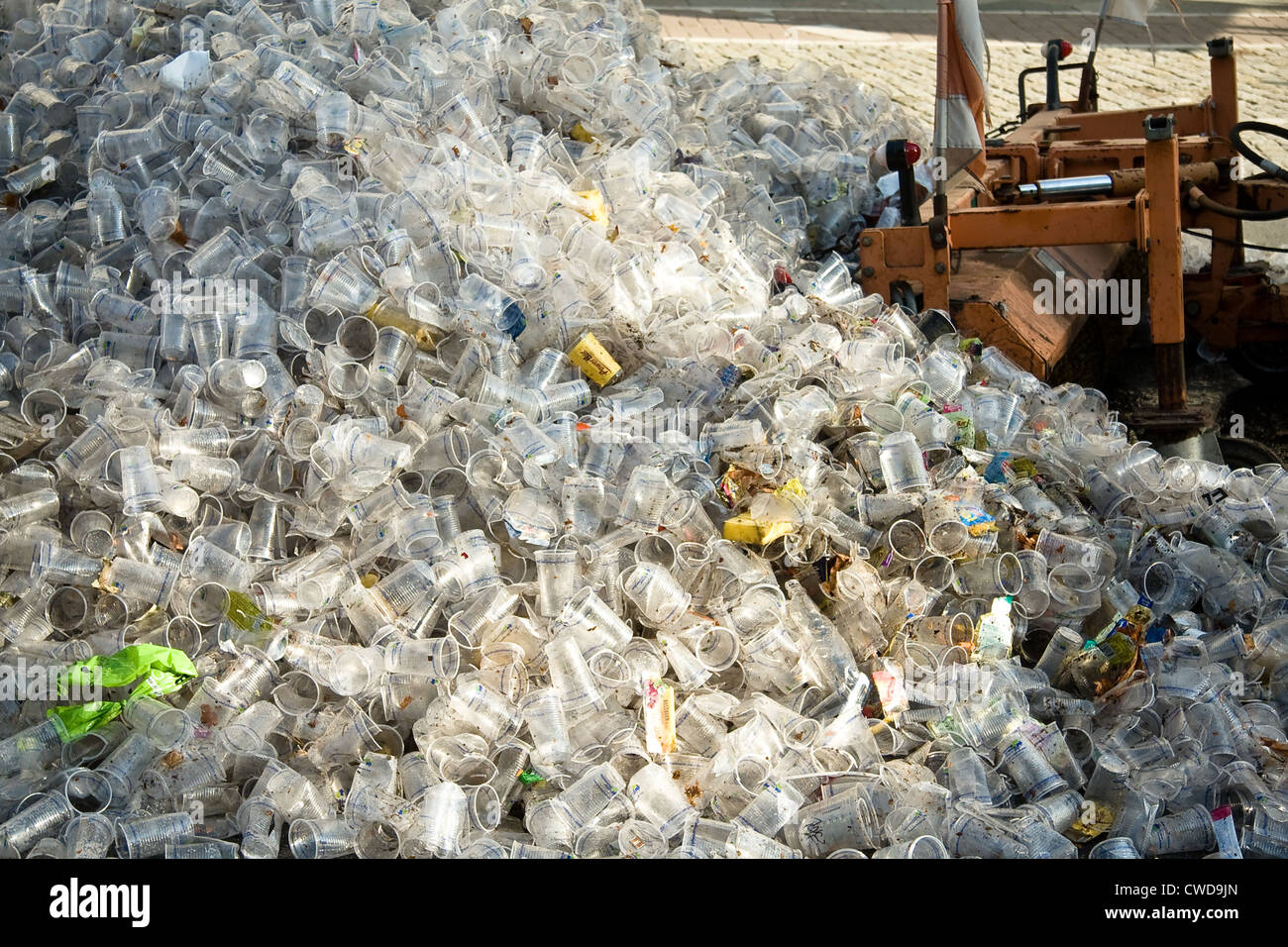 Garbage plastic cups garbage mountain waste disposal street cleaning hi
