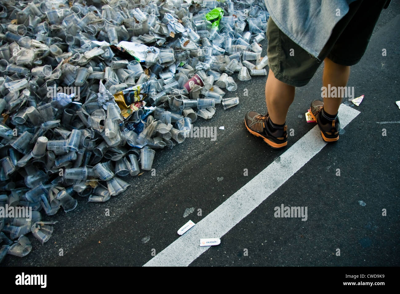 Garbage Plastic Cups Garbage Mountain Waste Disposal Street Cleaning
