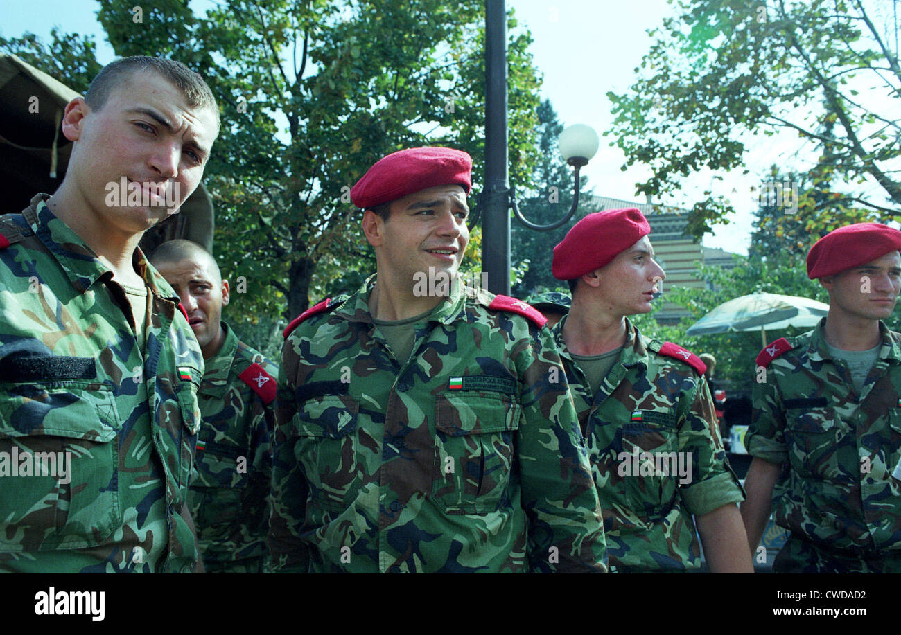 Recruits of the Bulgarian army after a ceremony in Sofia Stock Photo