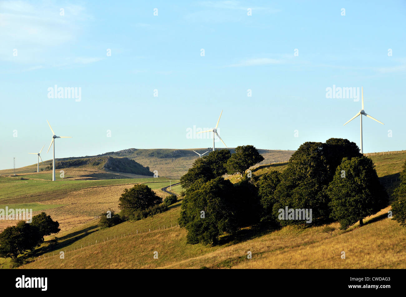 wind turbin Cezallier Puy de Dome Auvergne Massif Central France Stock Photo