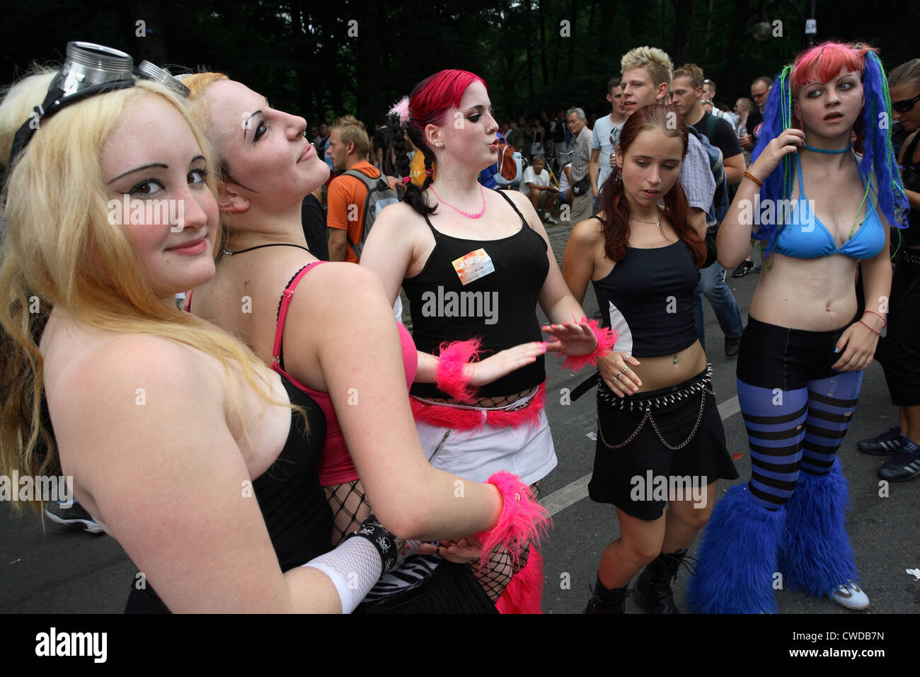 Love Parade 2006 in Berlin: Raving girl Stock Photo