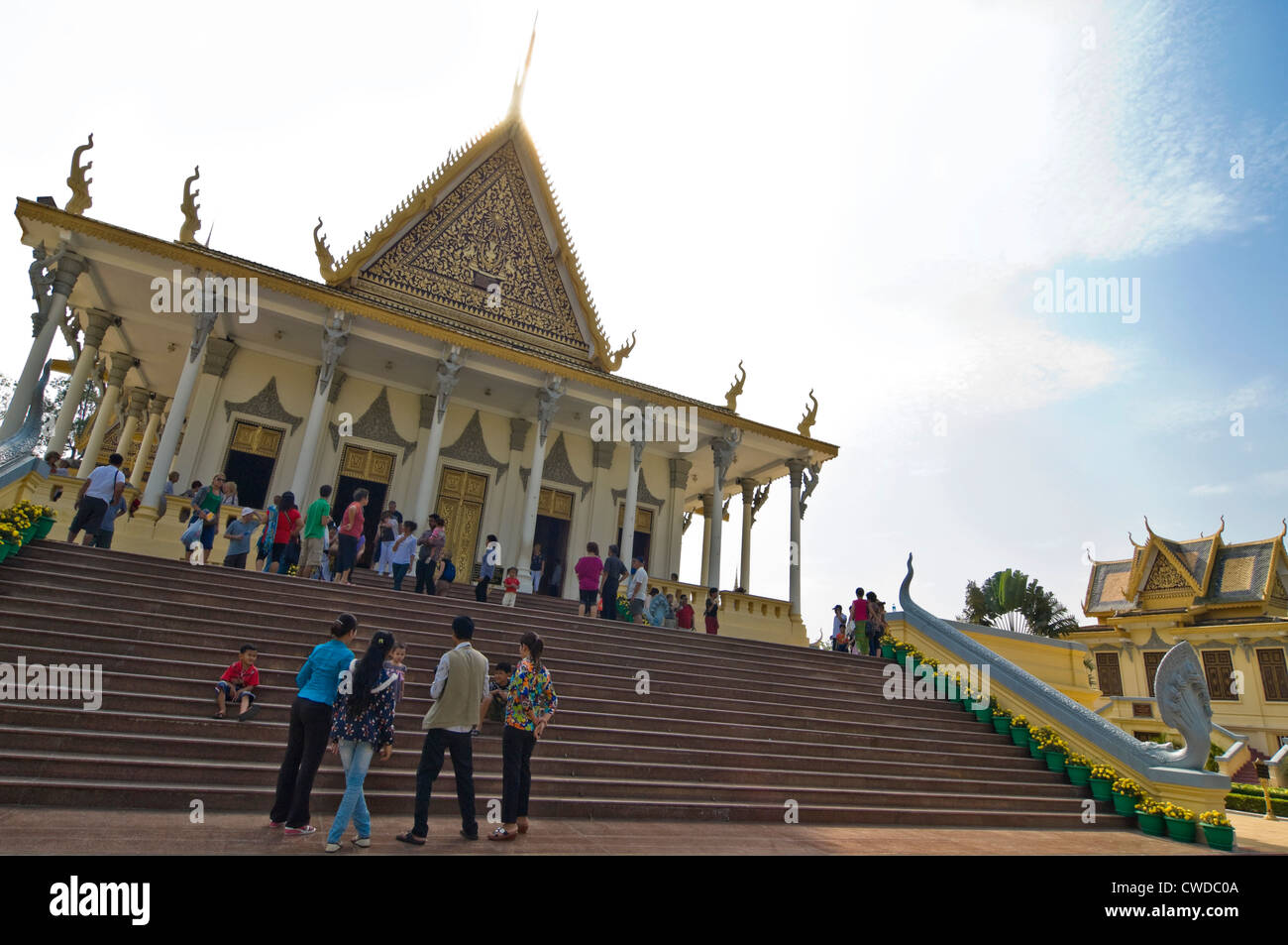 Horizontal view of the Throne Hall, Preah Thineang Dheva Vinnichay, at the Royal Palace in Phnom Penh, Cambodia Stock Photo