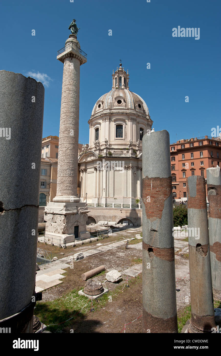 Pillars at Basilica Ulpia at the Forum Traiano Rome Italy Stock Photo