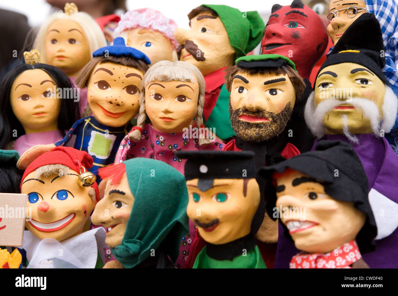 Riedlingen, hand puppets at a flea market Stock Photo