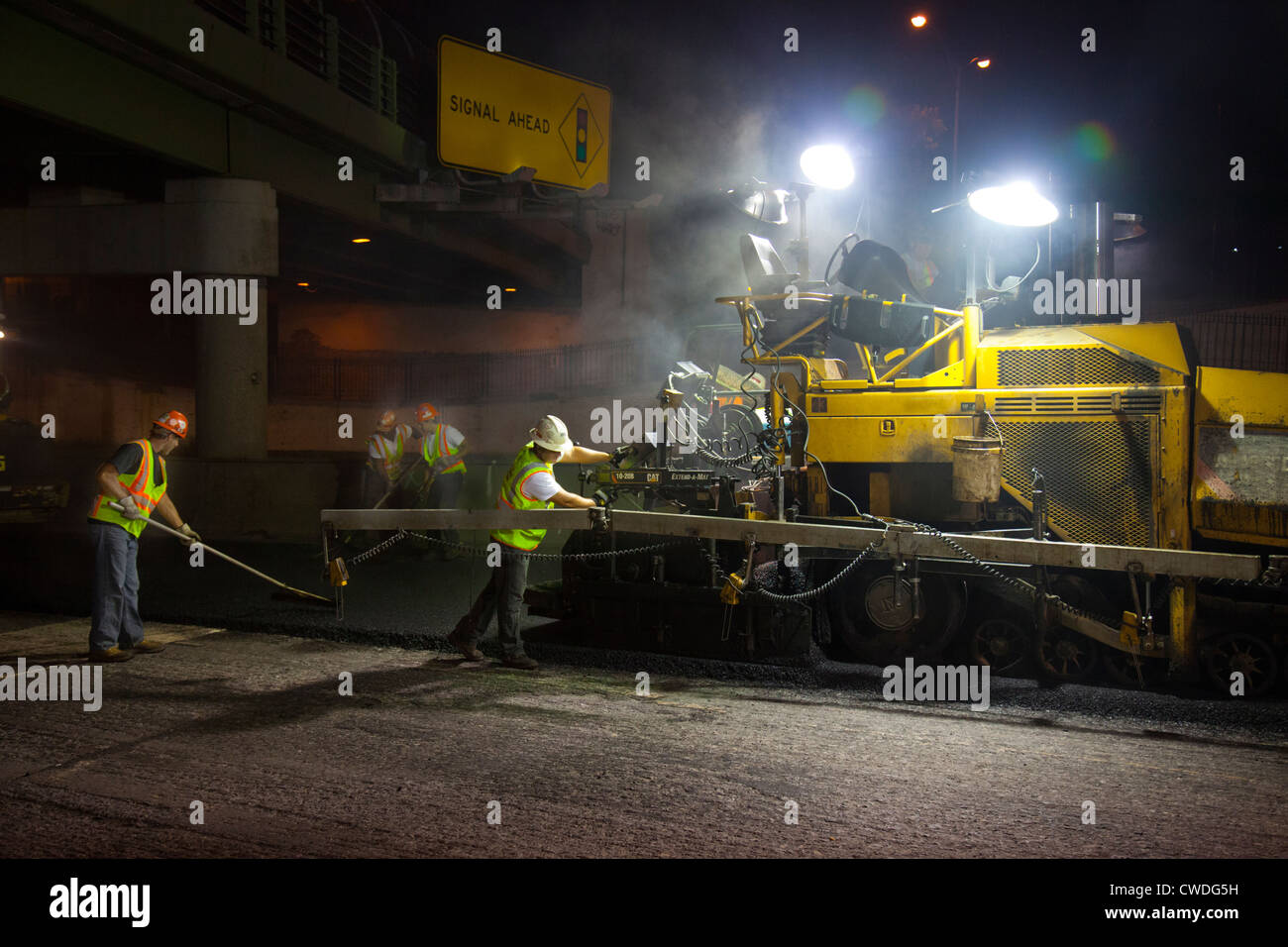 Night Road Work Traffic In Brooklyn NY Stock Photo - Alamy