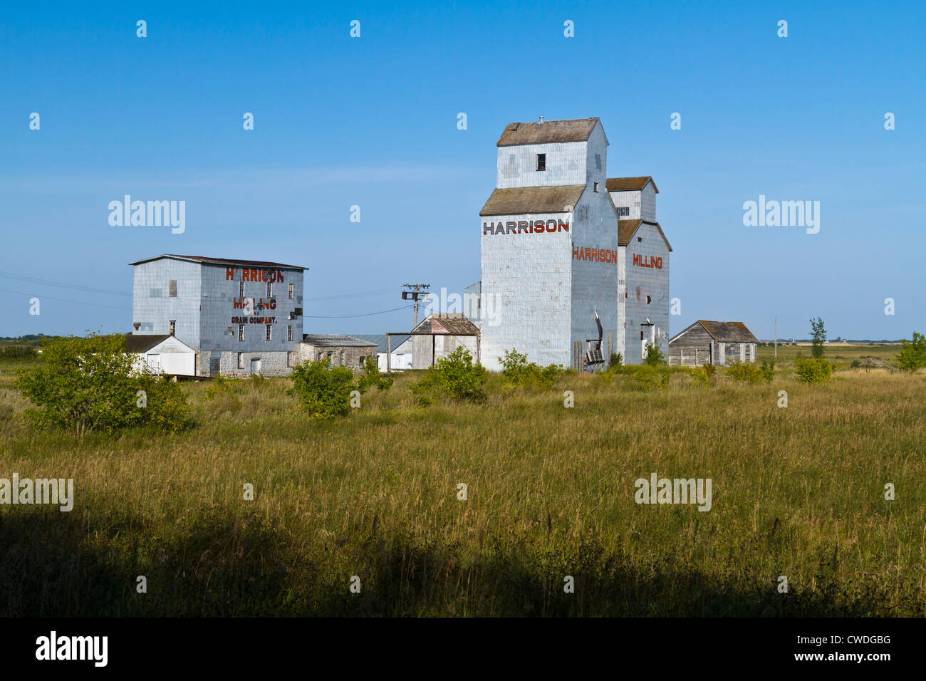 The Harrison Milling and Grain Company elevators in Homefield, Manitoba, Canada. Stock Photo