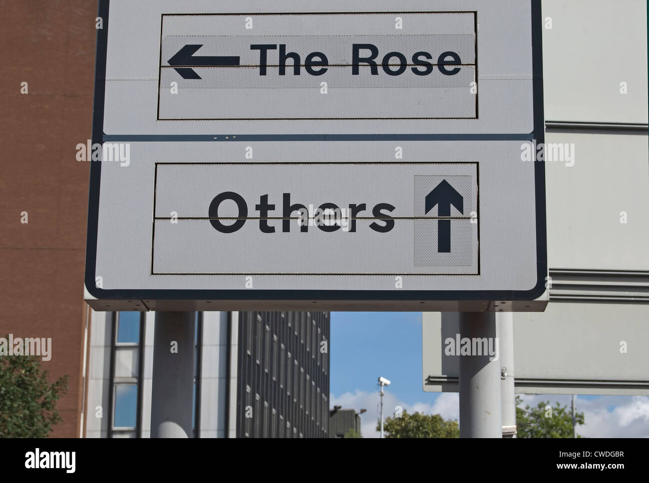 enigmatic road sign in kingston upon thames, surrey, england, giving