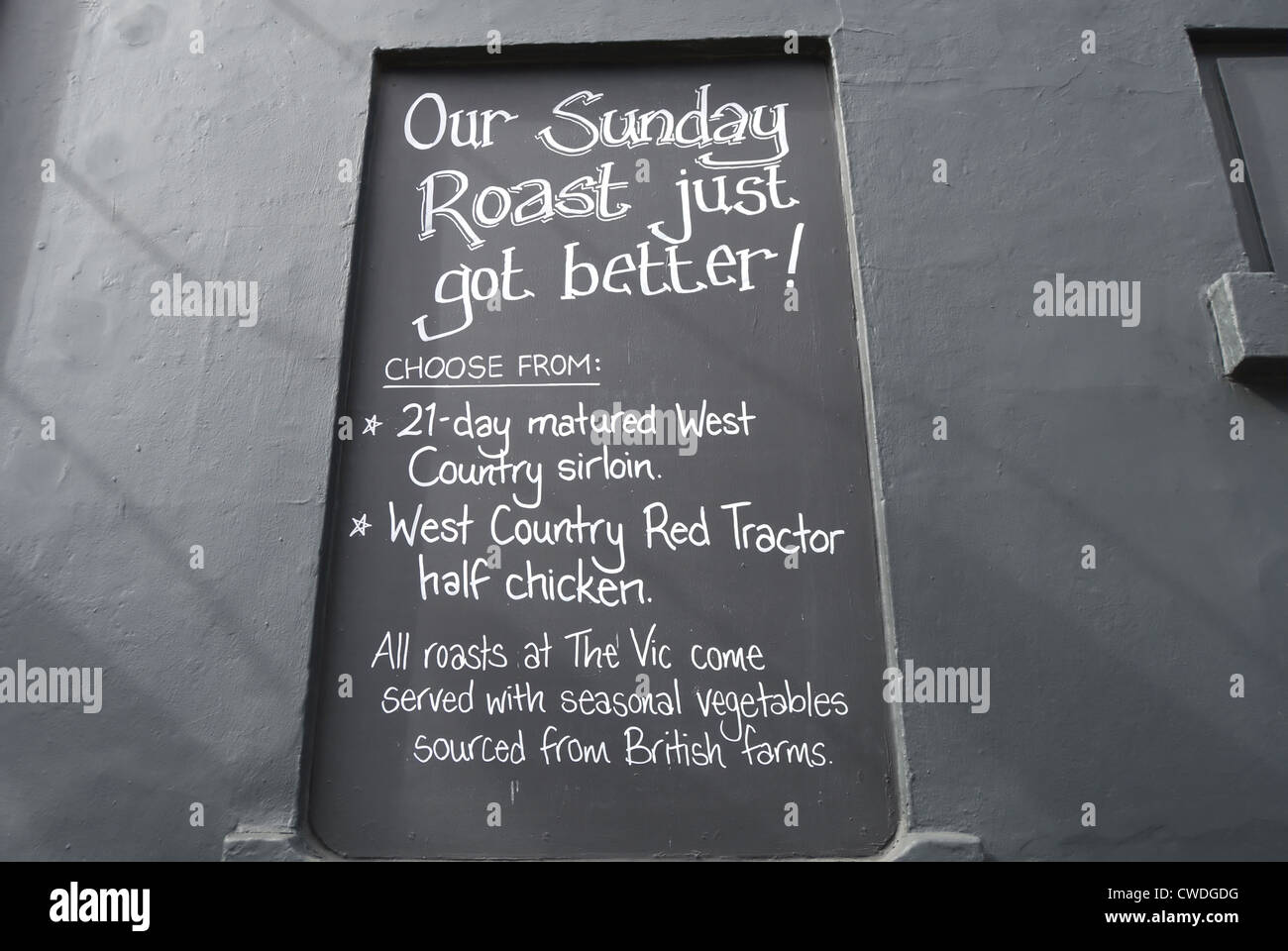 sunday roast menu at the victoria pub, surbiton, surrey, england Stock Photo