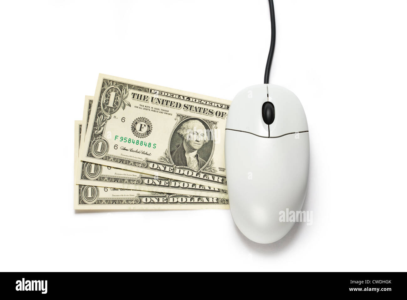 Computer mouse with dollar banknotes Stock Photo Alamy