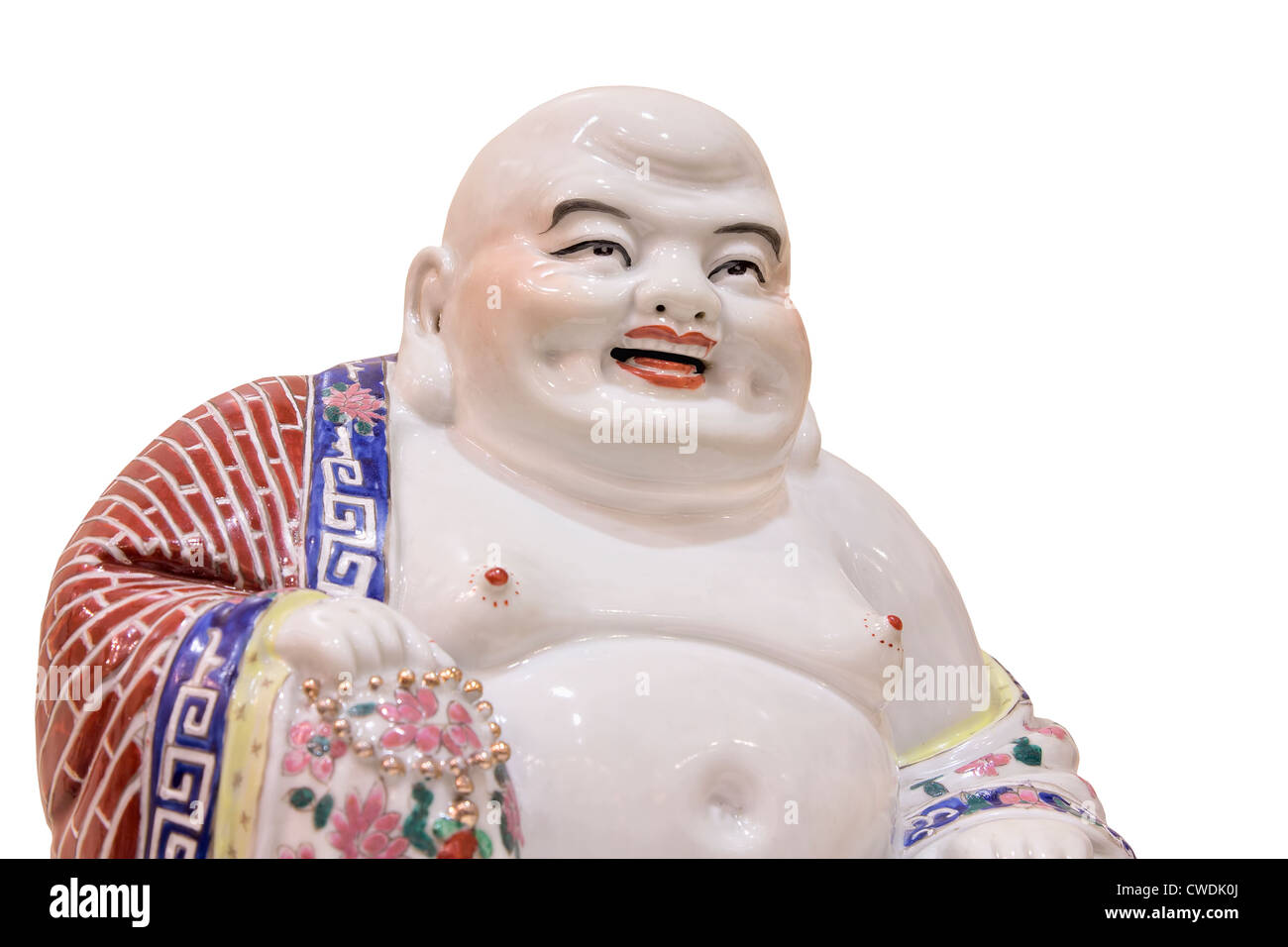 Ho Tai Happy Laughing Sitting Buddha Porcelain Figure Isolated on White ...