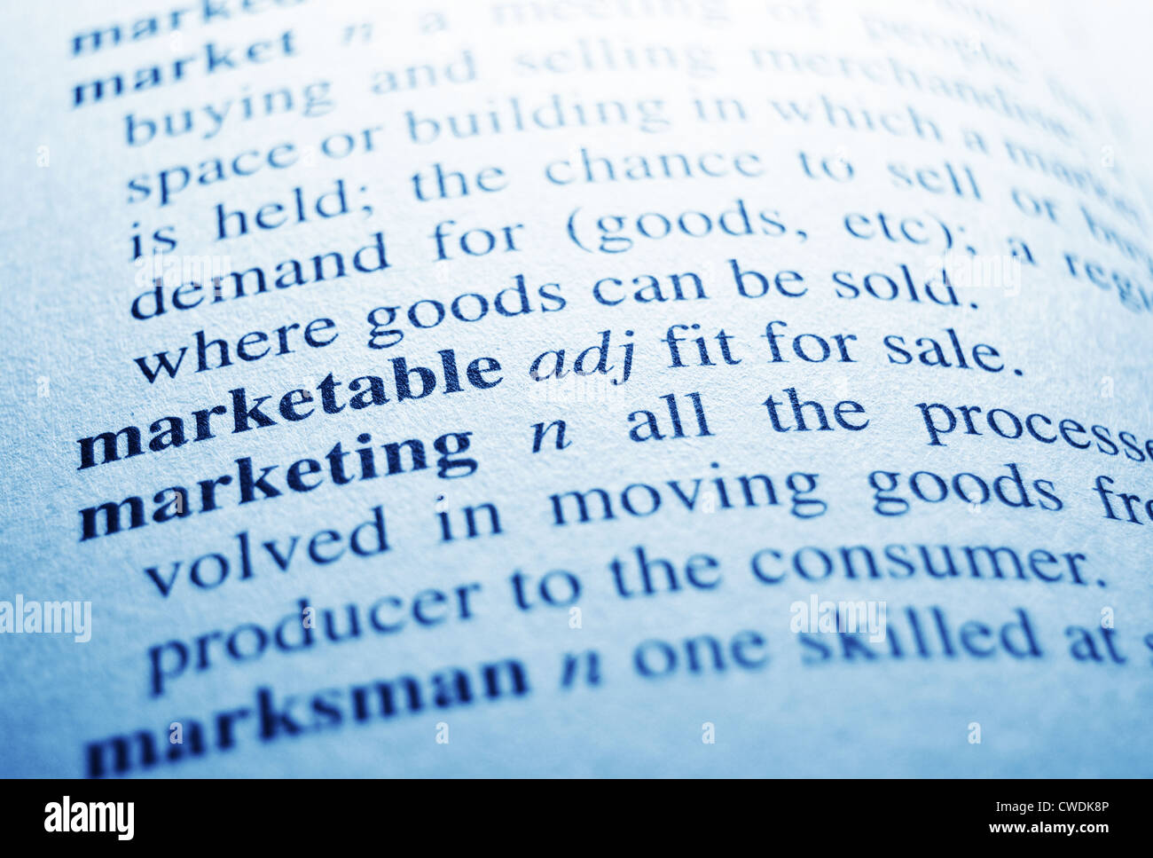 Marketing word and definition in the dictionary Stock Photo Alamy