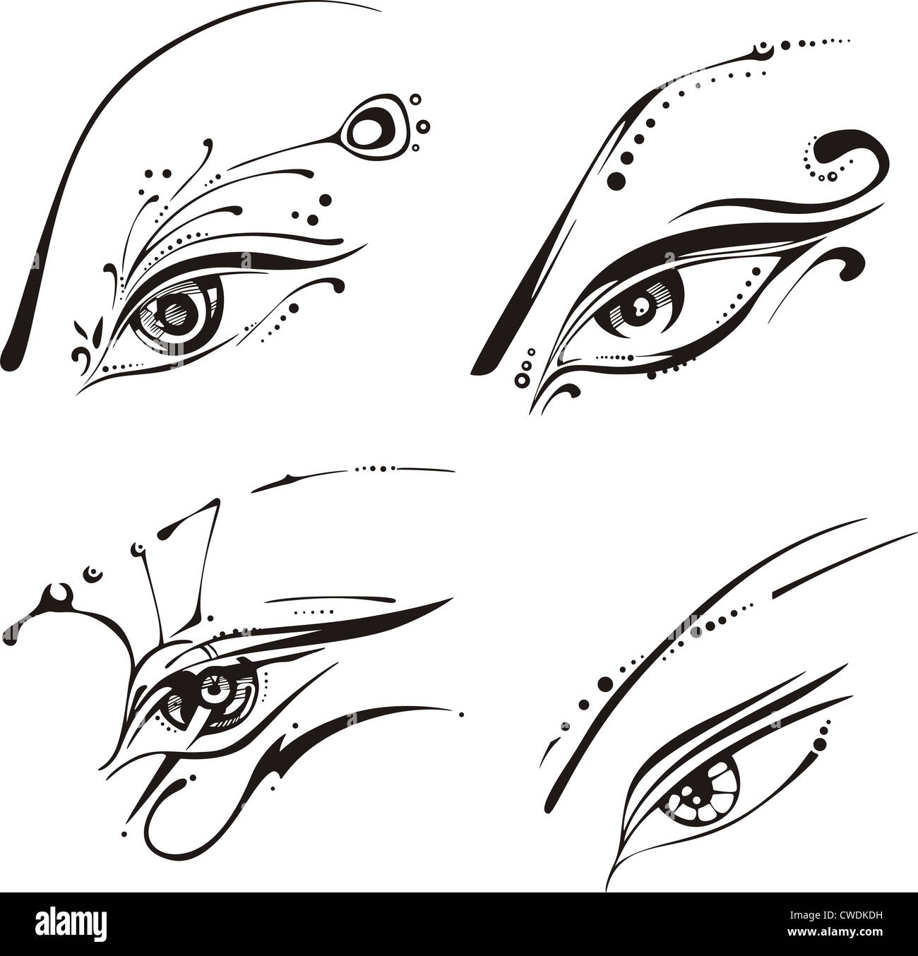 Drawing Stylized Eyes Anime Eye Design Stock Illustration