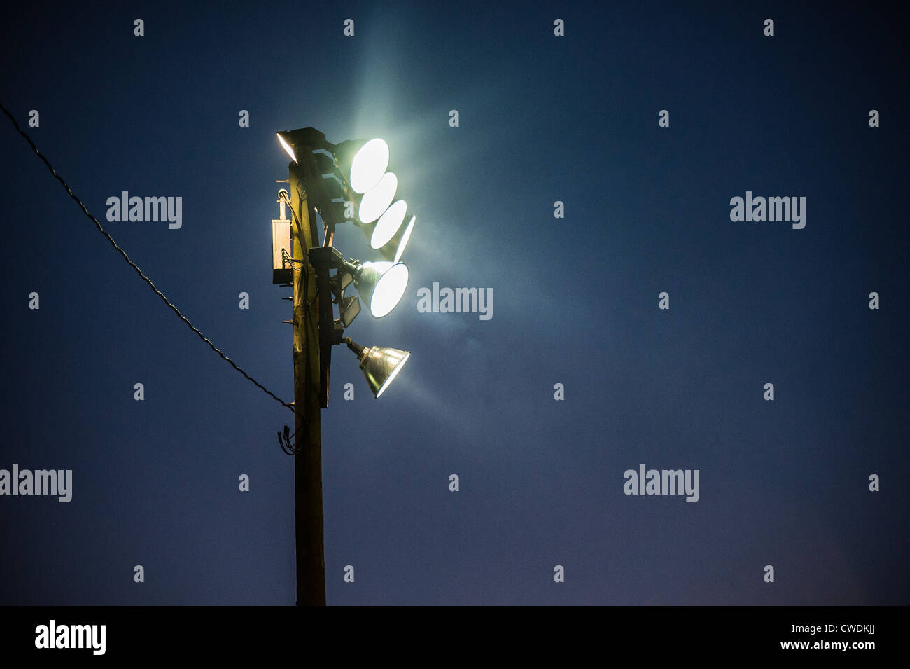 Floodlights at an outdoor event. Stock Photo