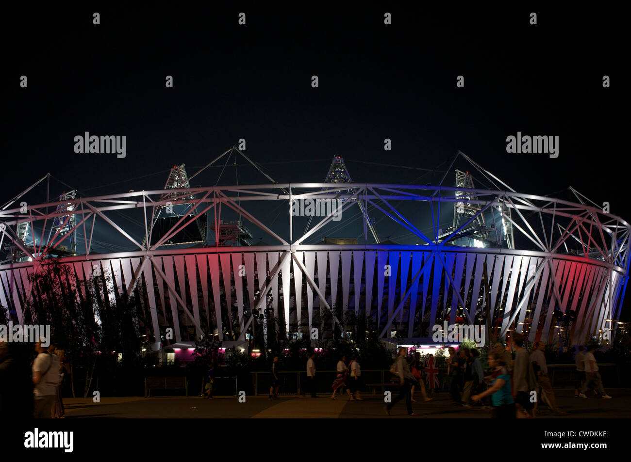 Olympic Stadium London 2012 at night Stock Photo