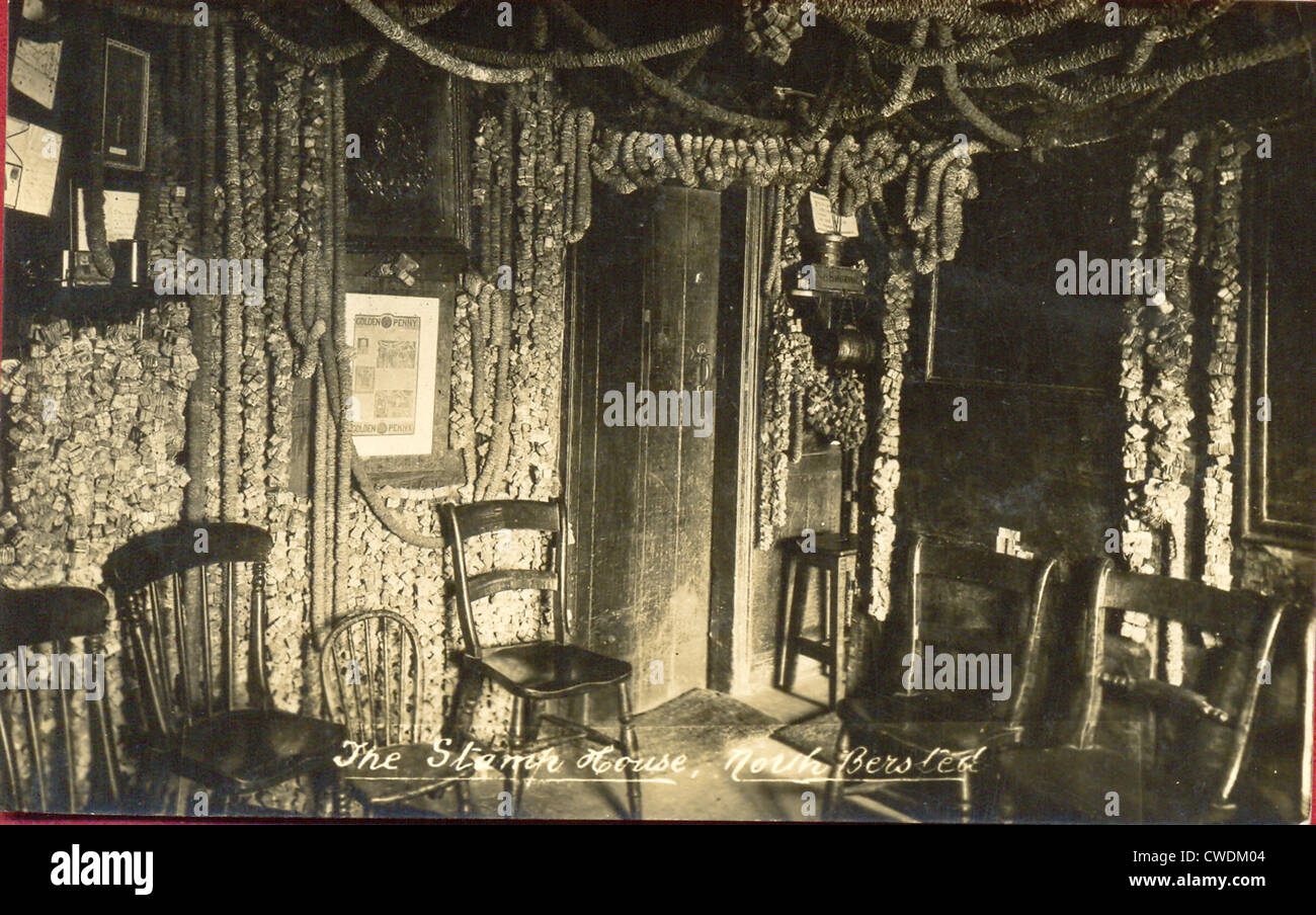 postcard of interior room at the Stamp House Stock Photo