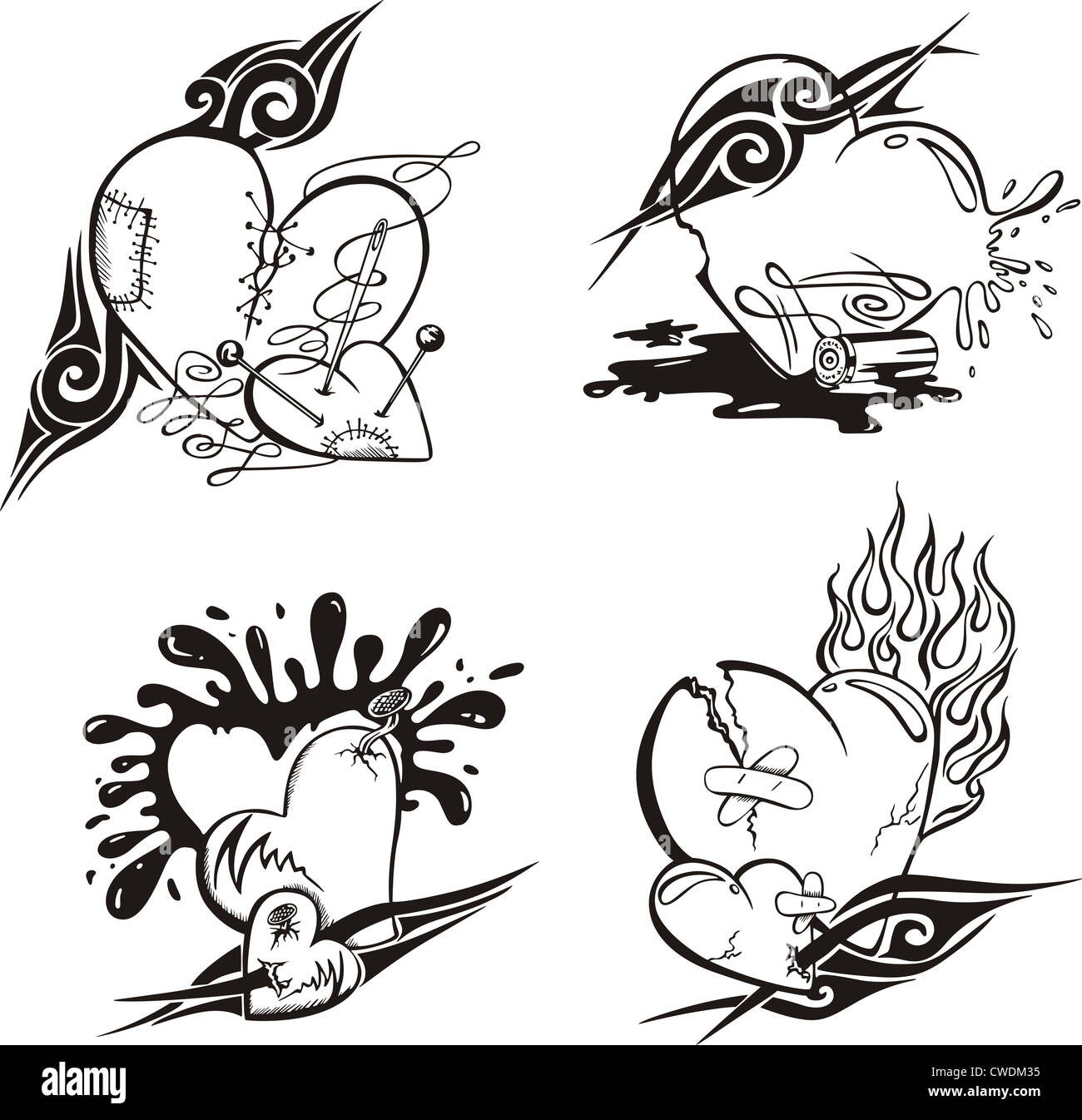 Hearts Black And White Tattoo 1,100+ Black Heart Tattoo Designs