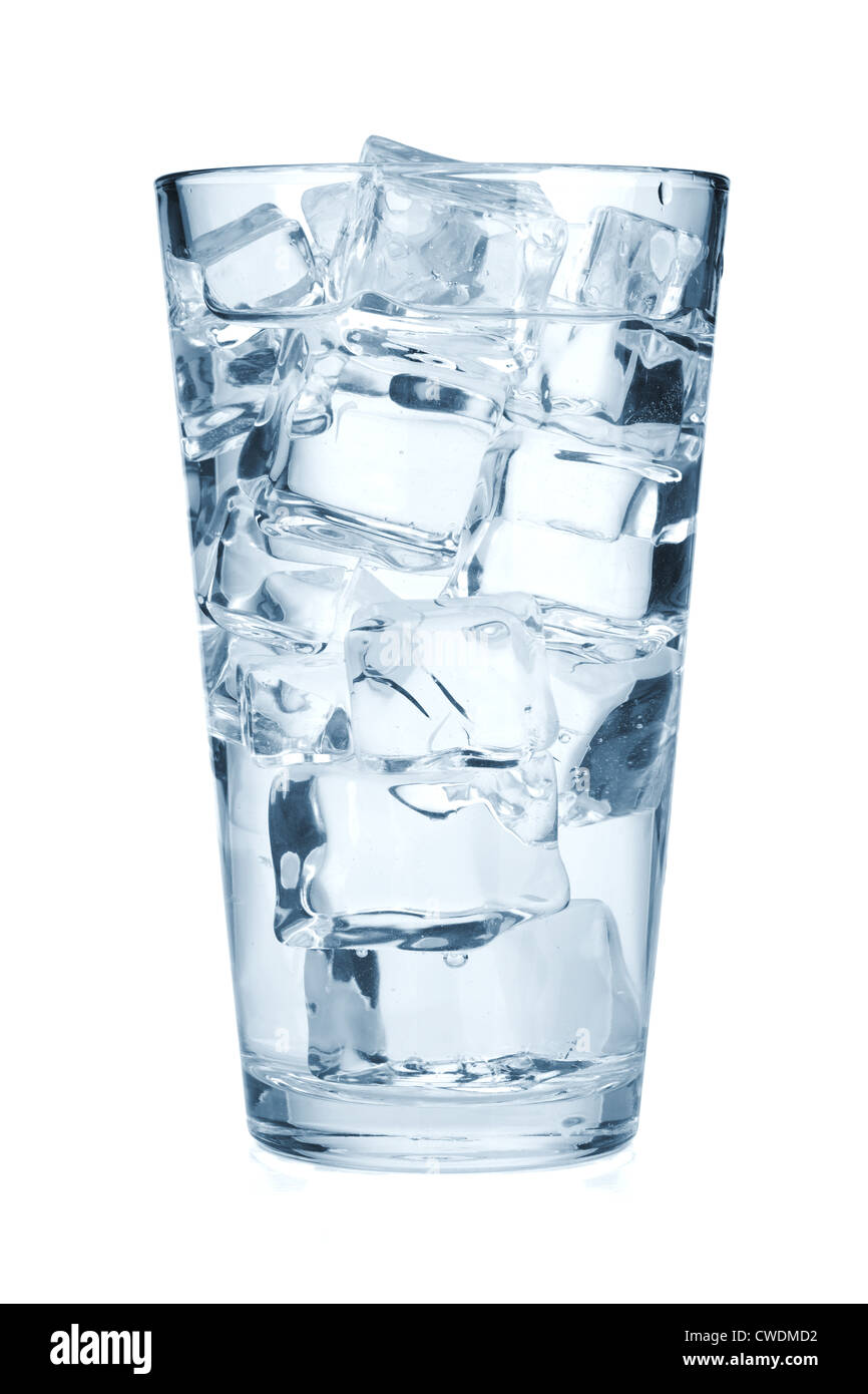 Glass Of Pure Water With Ice Cubes Isolated On White Background Stock Photo Alamy