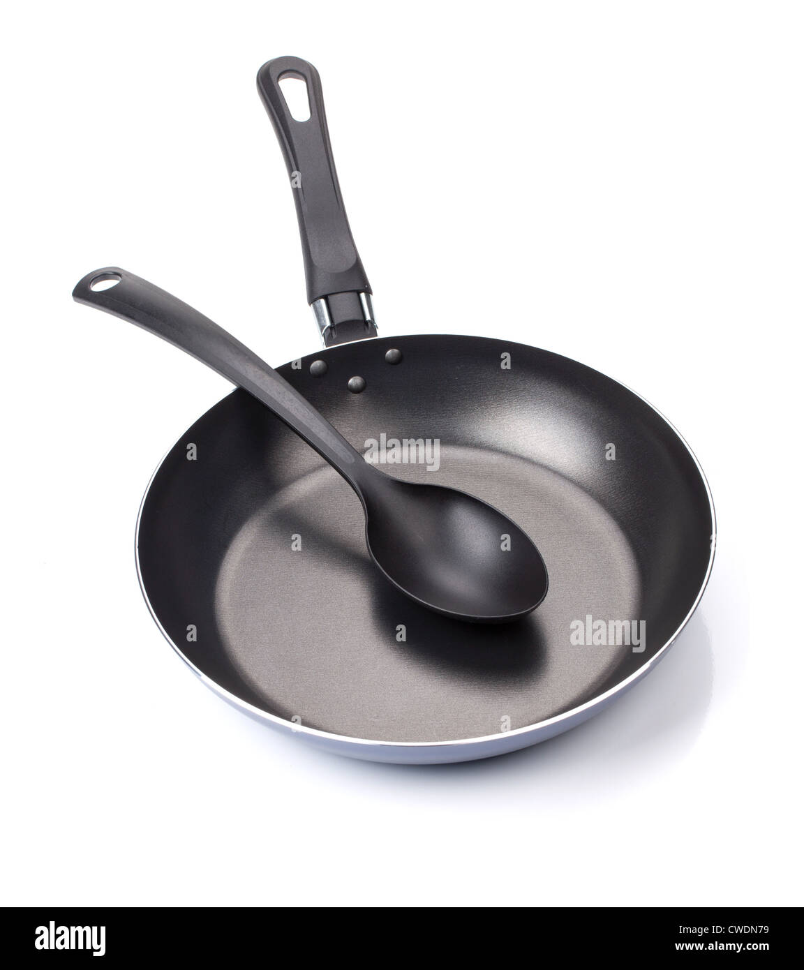 Frying pan with utensil. Isolated on white background Stock Photo Alamy