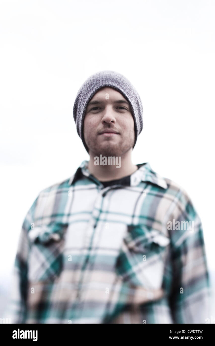 A athletic young man looking into the camera for a portrait in Idaho. Stock Photo
