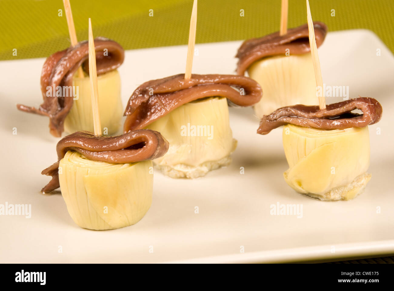 Toothpick assorting different flavors, Spanish tapa tradition Stock Photo Alamy