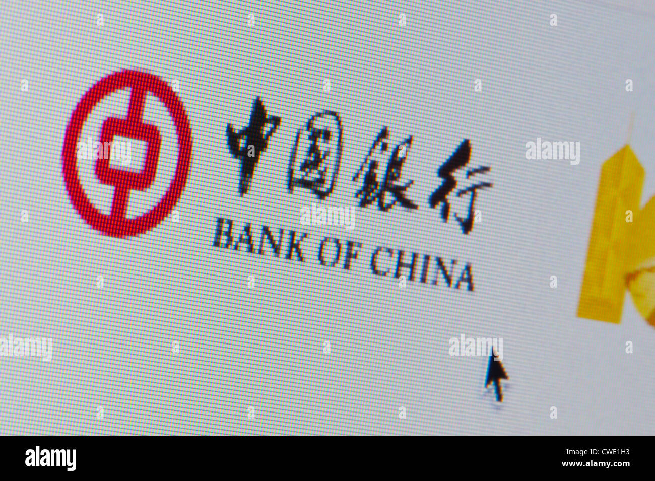 Close up of the Bank of China logo as seen on its website. (Editorial use only: print, TV, e-book and editorial website). Stock Photo