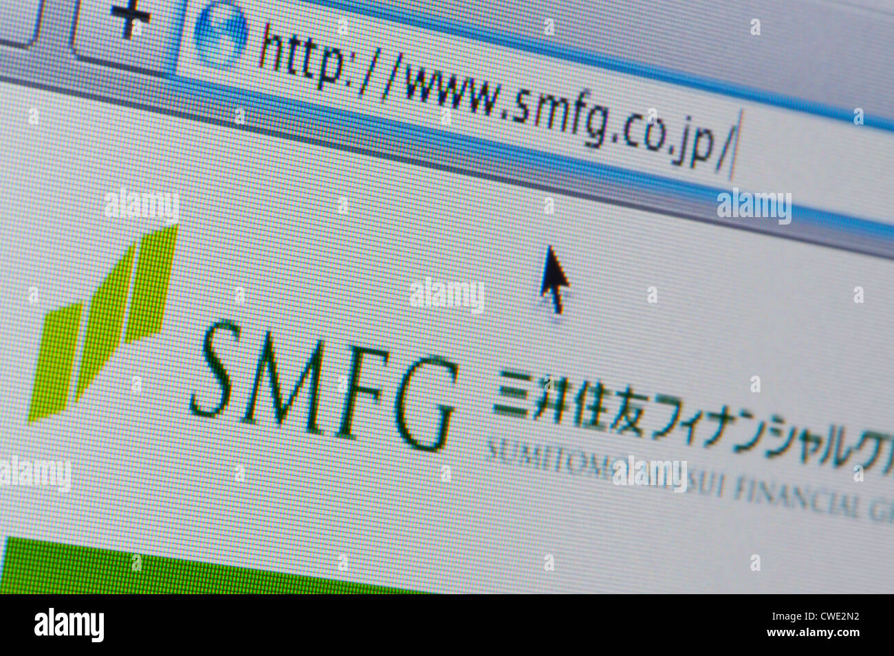Close up of the SMFG logo as seen on its website. (Editorial use only: print, TV, e-book and editorial website). Stock Photo